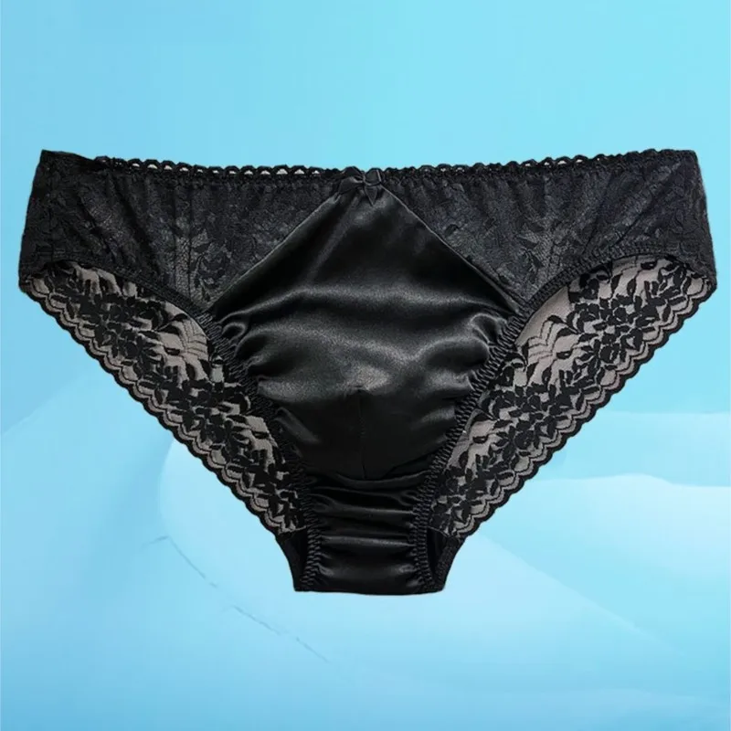 Pouch Boxer Pouch - Sexy Men's Silk Lace Sheer Briefs